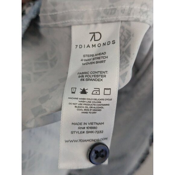 7 Diamonds Steps Ahead Geo Short Sleeve 4 Way Stretch Shirt Size M - Picture 8 of 9
